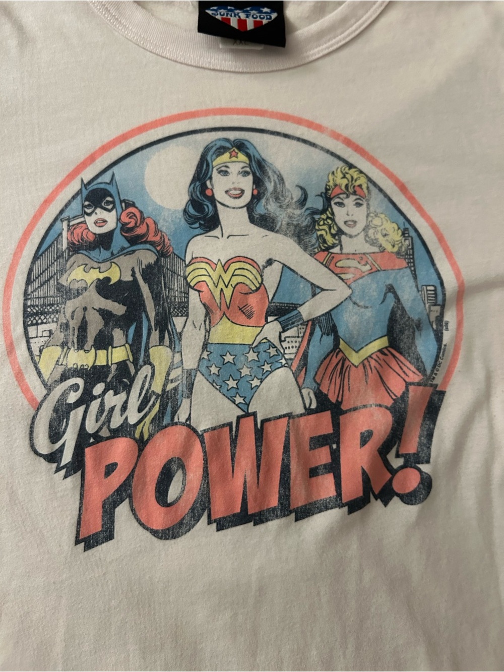 Junk Food Runs VERY small- M or S- very light pink 'Girl Power' DC Women Retro